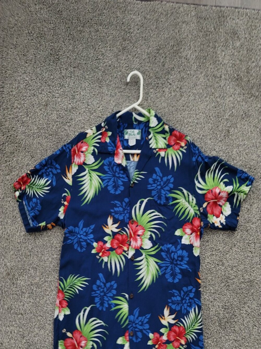 Two Palms Men's Blue Hawaiian Button Down Shirt Medium